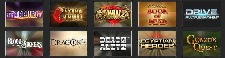 Covers of some of the best online slots available at online casinos in Argentina.